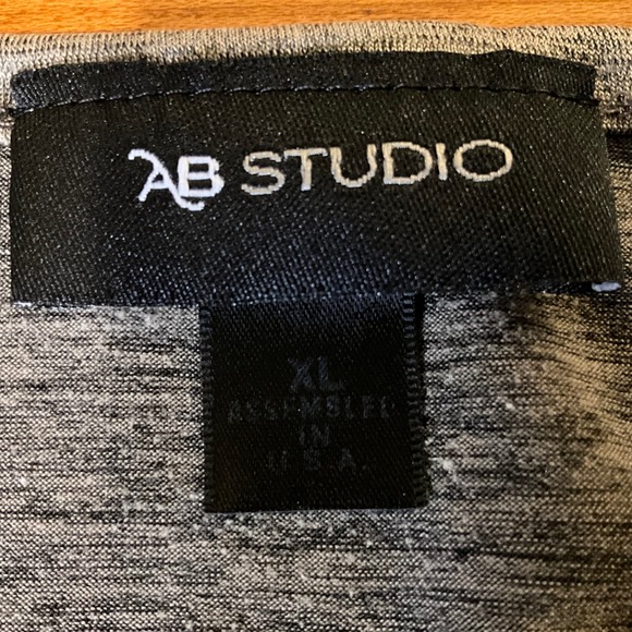 AB STUDIO Women's Gray Gathered Ruched Hem Short Sleeve‎ Top Plus Size XL - Picture 7 of 9